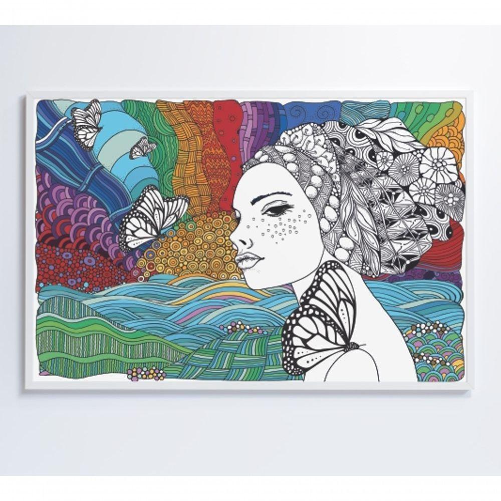 Quadro Mulher Gravura 120x80 Cm Tecido Canvas - 1