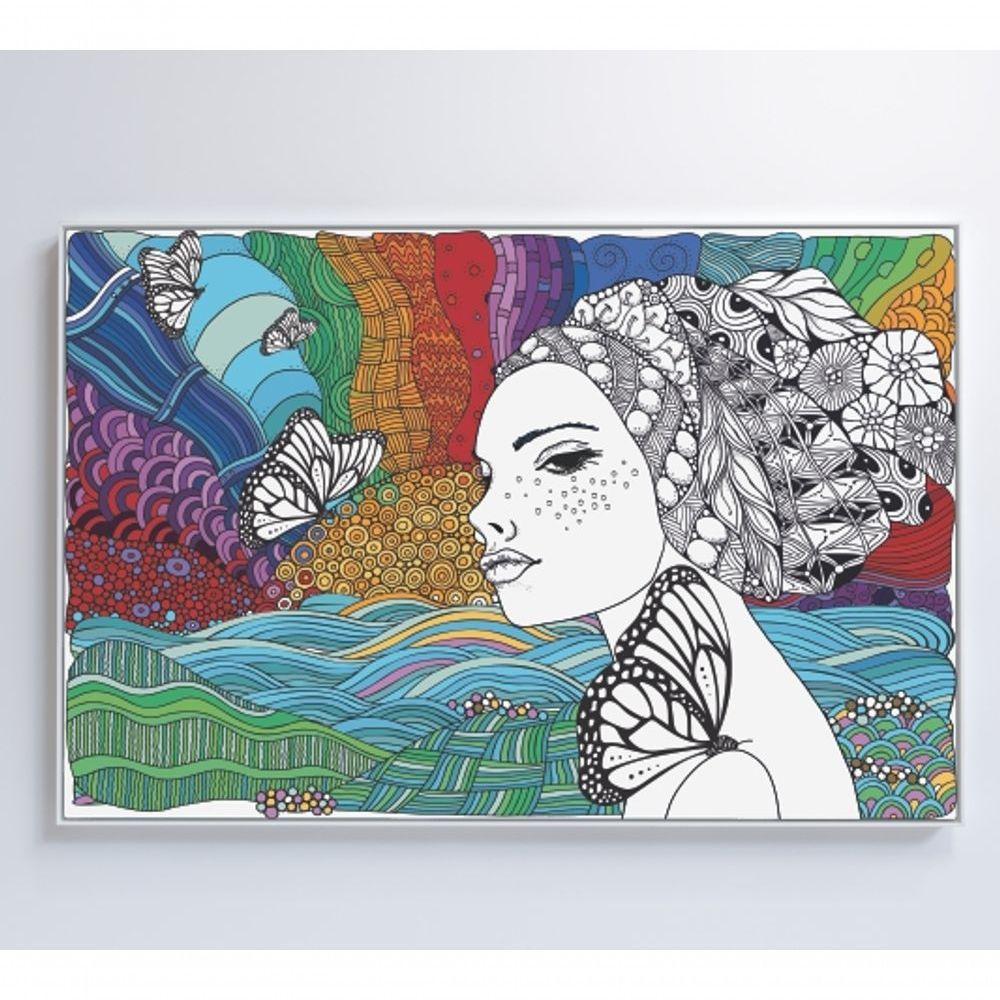 Quadro Mulher Gravura 120x80 Cm Tecido Canvas - 3