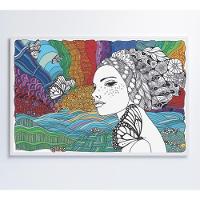 Quadro Mulher Gravura 120x80 Cm Tecido Canvas - 1