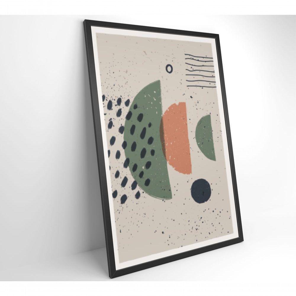 Quadro Abstrato Círculo, Pontos E Meia Lua 60x40 Cm Tecido Canvas - 7