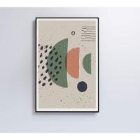 Quadro Abstrato Círculo, Pontos E Meia Lua 60x40 Cm Tecido Canvas - 3