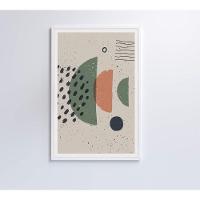 Quadro Abstrato Círculo, Pontos E Meia Lua 120x80 Cm Tecido Canvas - 1