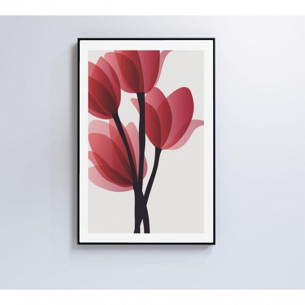 Quadro Pintura 4 Rosas 80x120 Cm Tecido Canvas - 6