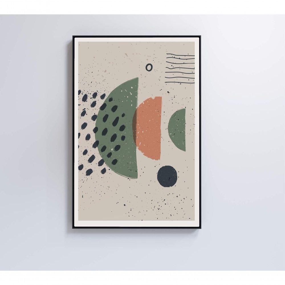 Quadro Abstrato Círculo, Pontos E Meia Lua 90x60 Cm Vidro Impresso - 3