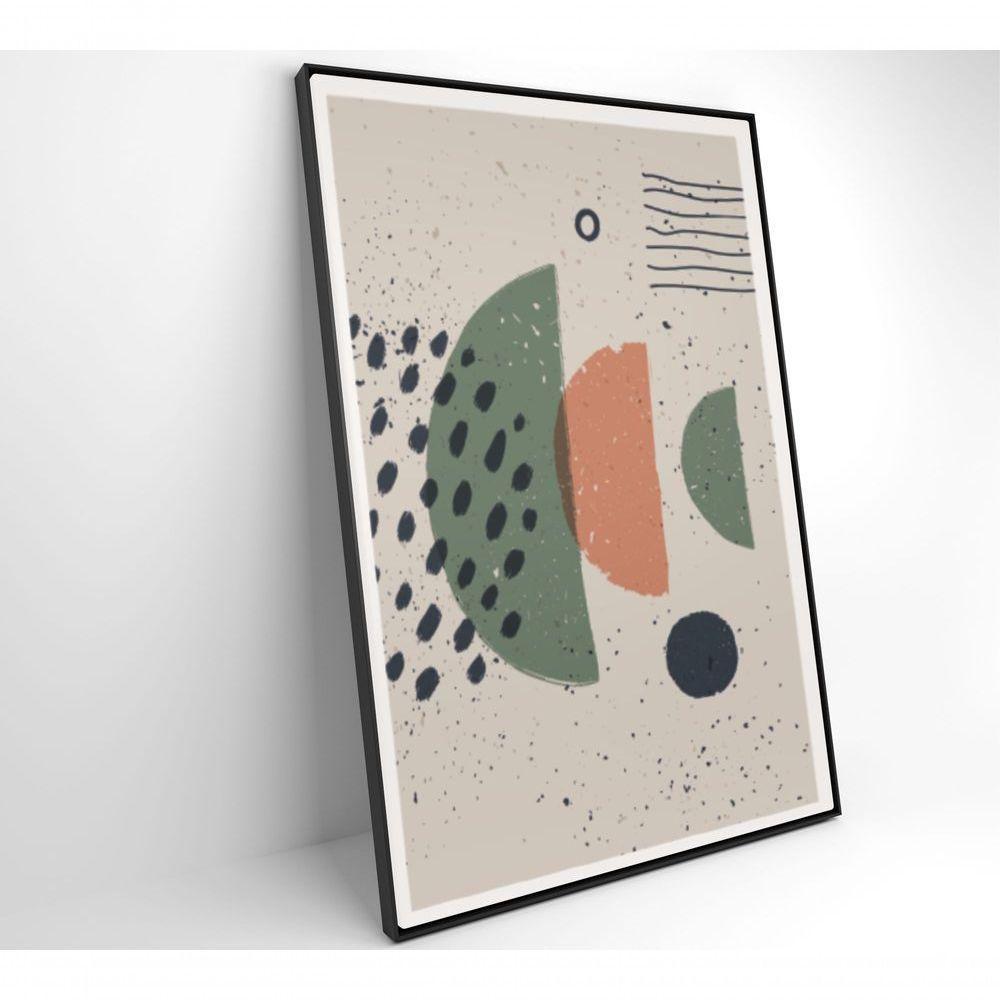 Quadro Abstrato Círculo, Pontos E Meia Lua 90x60 Cm Vidro Impresso - 4