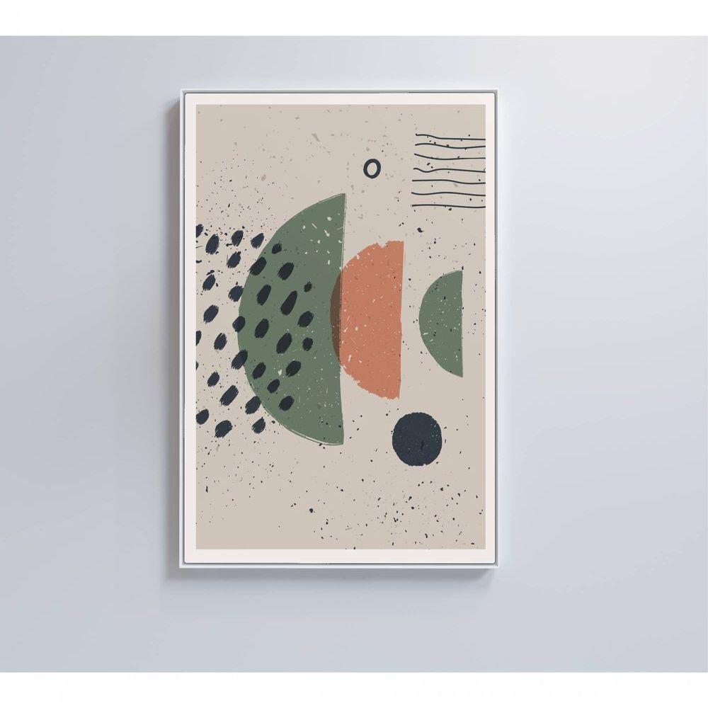 Quadro Abstrato Círculo, Pontos E Meia Lua 90x60 Cm Vidro Impresso - 5