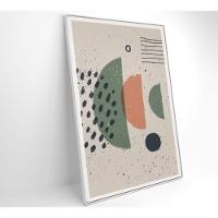 Quadro Abstrato Círculo, Pontos E Meia Lua 90x60 Cm Vidro Impresso - 11