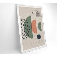 Quadro Abstrato Círculo, Pontos E Meia Lua 90x60 Cm Vidro Impresso - 14