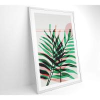 Quadro Pintura Folha Verde E Rosa 2 60x90 Cm Adesivo Fotográfico - 2