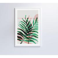 Quadro Pintura Folha Verde E Rosa 2 60x90 Cm Adesivo Fotográfico