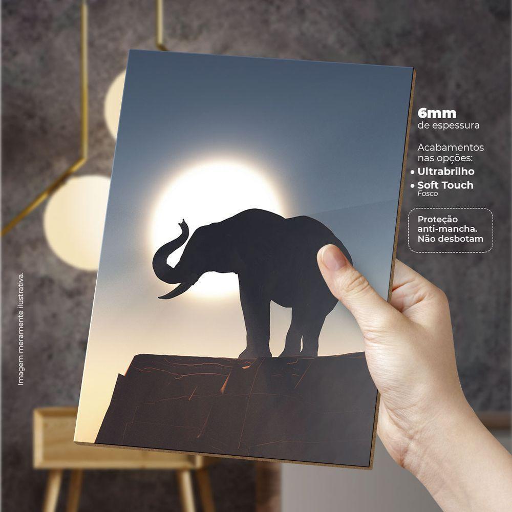 Elefante Na Savana - Quadro Ou Placa Com 4 Peças 6mm - 4