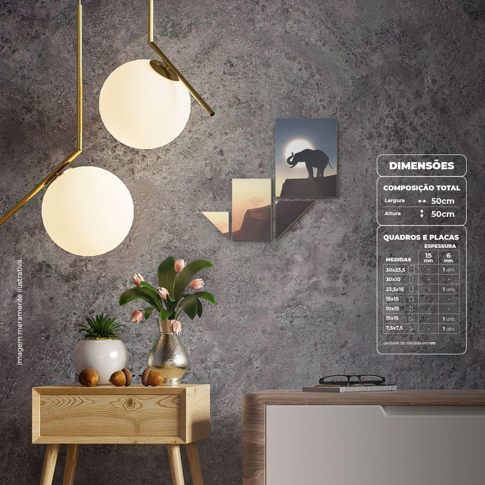 Elefante Na Savana - Quadro Ou Placa Com 4 Peças 6mm - 5