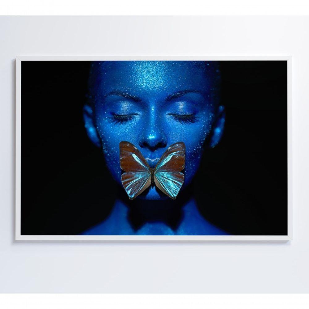 Quadro Mulher Com Borboleta 60x40 Cm Tecido Canvas - 1