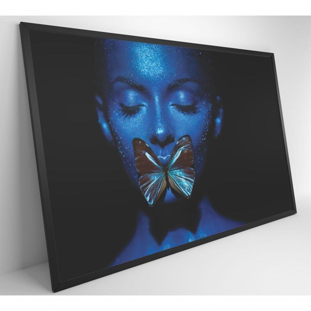 Quadro Mulher Com Borboleta 60x40 Cm Tecido Canvas - 8