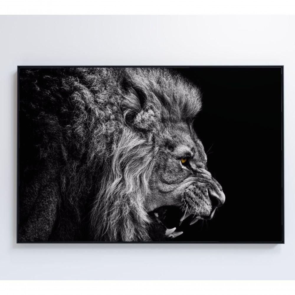 Quadro Leão Preto E Branco 90x60 Cm Tecido Canvas - 3