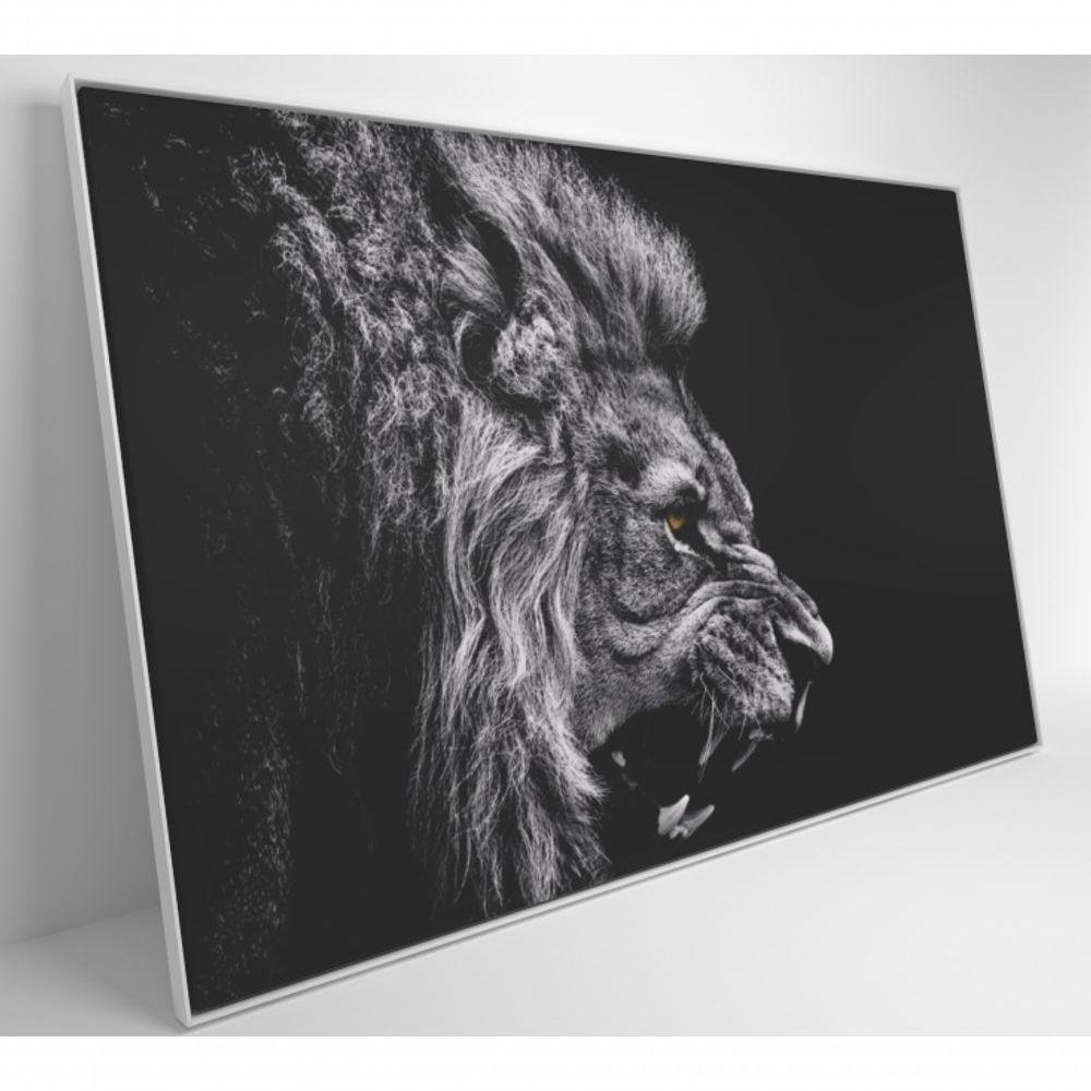 Quadro Leão Preto E Branco 90x60 Cm Tecido Canvas - 8