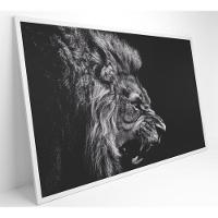 Quadro Leão Preto E Branco 90x60 Cm Tecido Canvas - 2