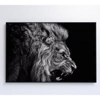 Quadro Leão Preto E Branco 90x60 Cm Tecido Canvas - 3