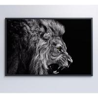 Quadro Leão Preto E Branco 90x60 Cm Tecido Canvas - 5