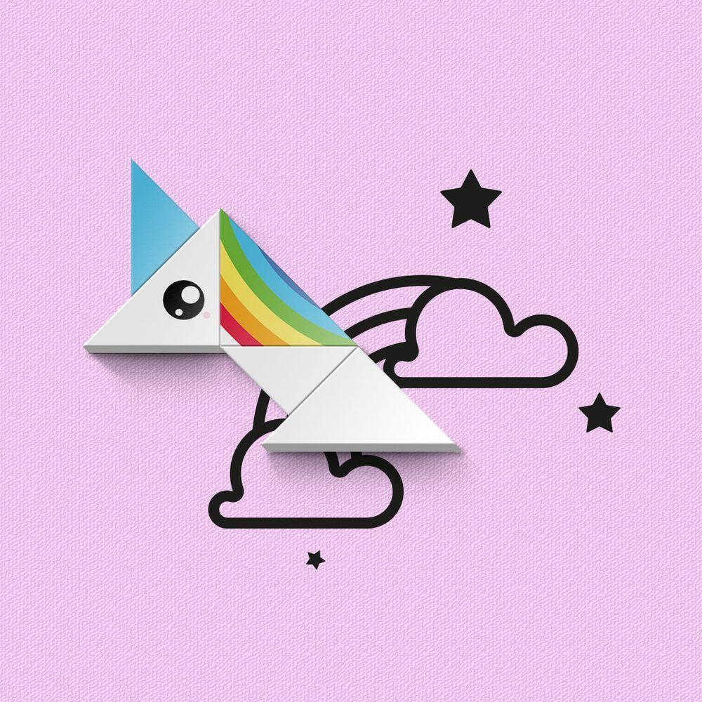 Unicórnio No Céu - Entre Quadros E Adesivo - 5 Pçs - 1