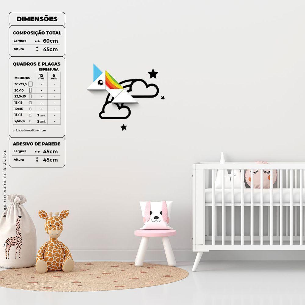 Unicórnio No Céu - Entre Quadros E Adesivo - 5 Pçs - 7