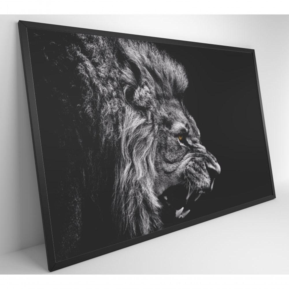 Quadro Leão Preto E Branco 60x40 Cm Tecido Canvas - 8