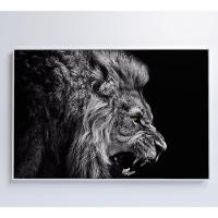 Quadro Leão Preto E Branco 60x40 Cm Tecido Canvas - 5