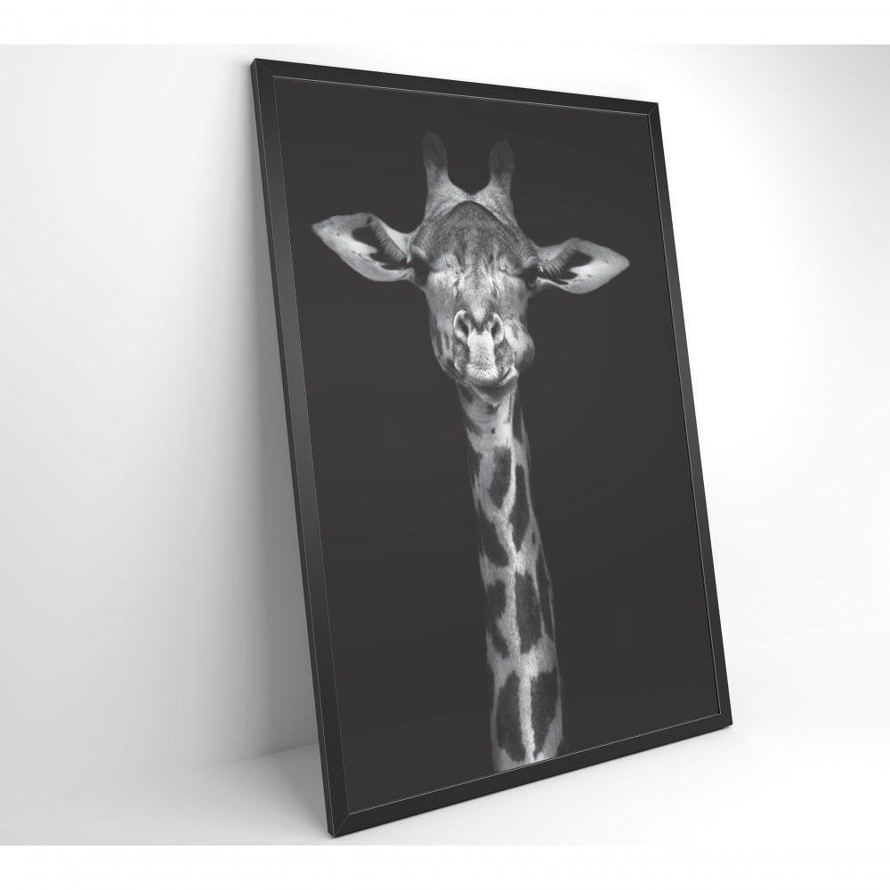 Quadro Girafa Preto E Branco 80x120 Cm Tecido Canvas - 2