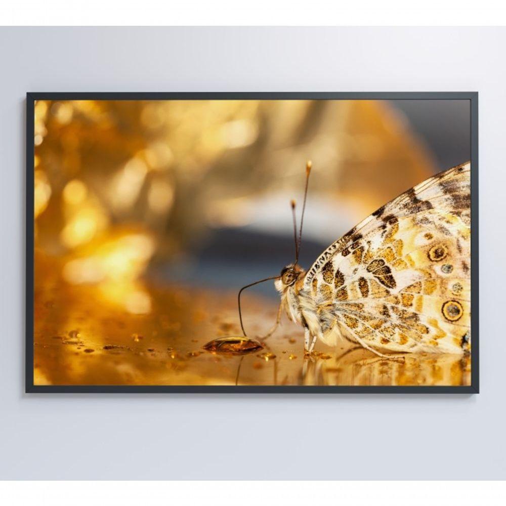Quadro Borboleta Dourada 90x60 Cm Tecido Canvas - 2