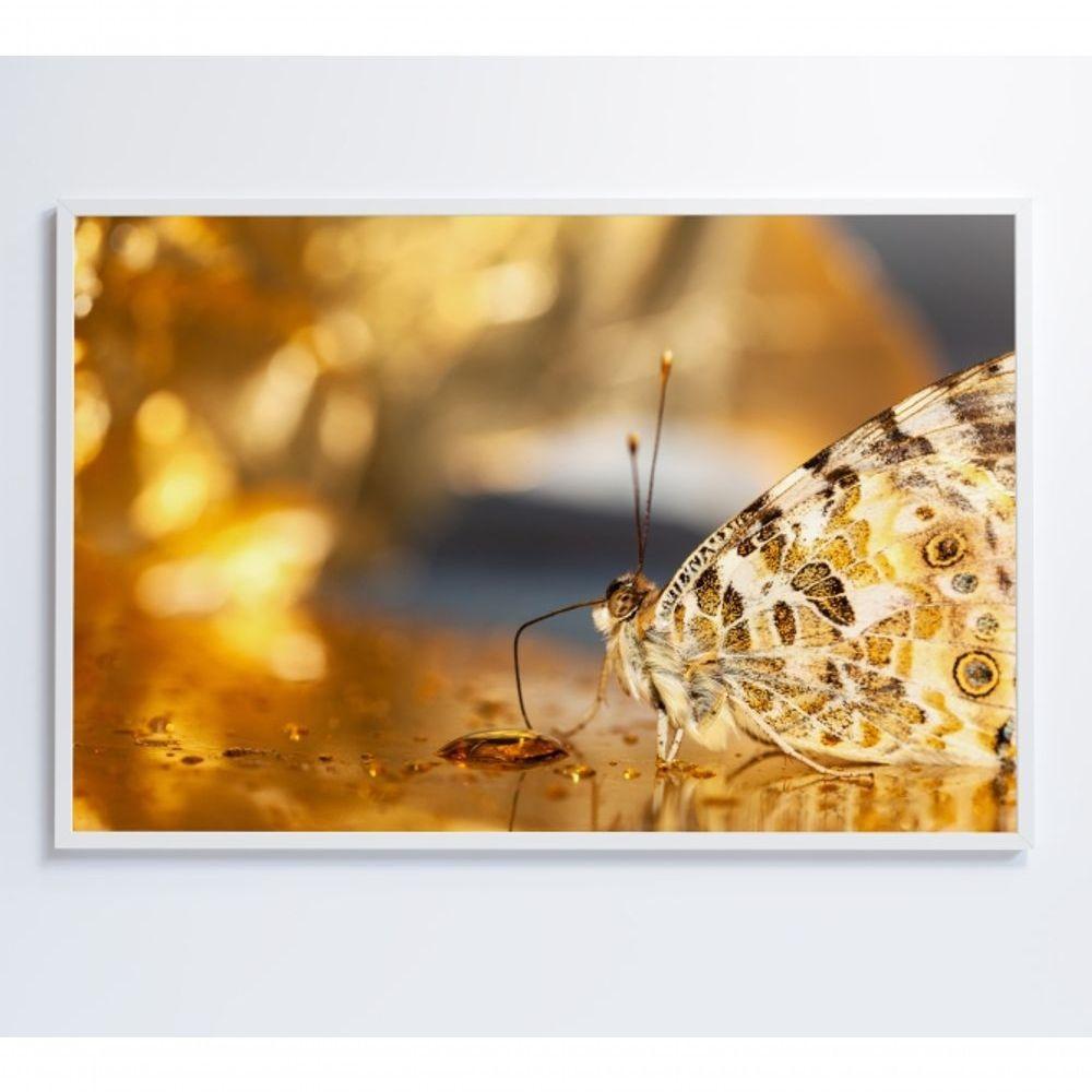 Quadro Borboleta Dourada 90x60 Cm Tecido Canvas - 4