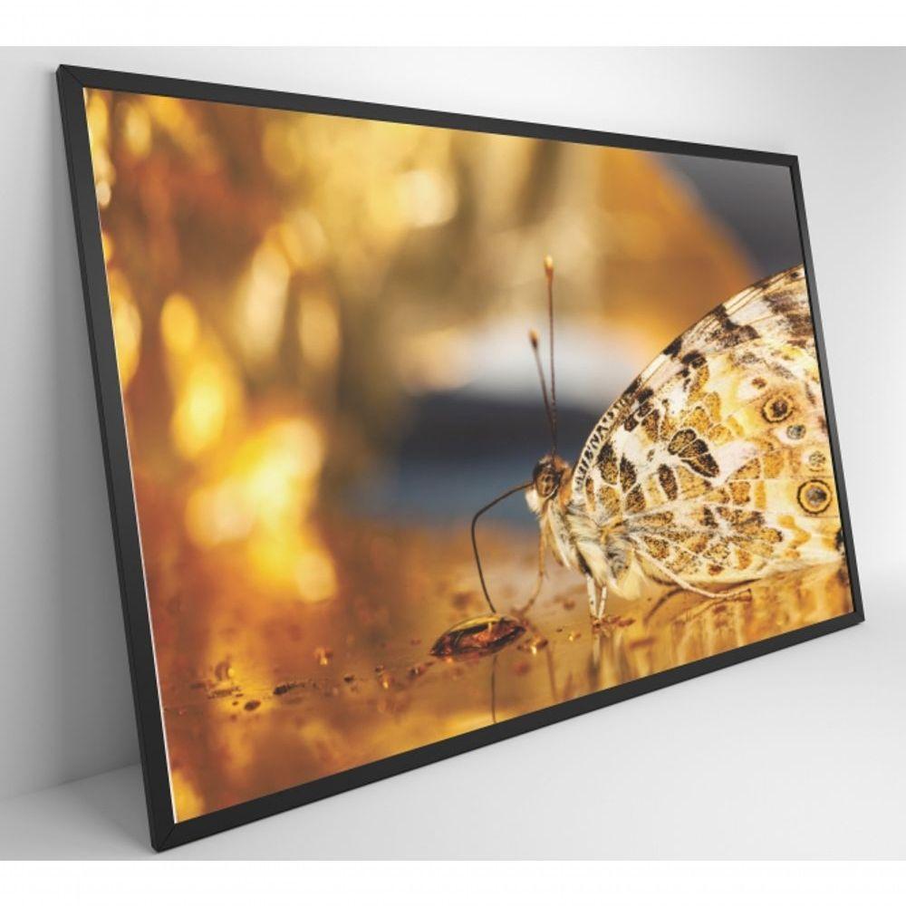 Quadro Borboleta Dourada 90x60 Cm Tecido Canvas - 5