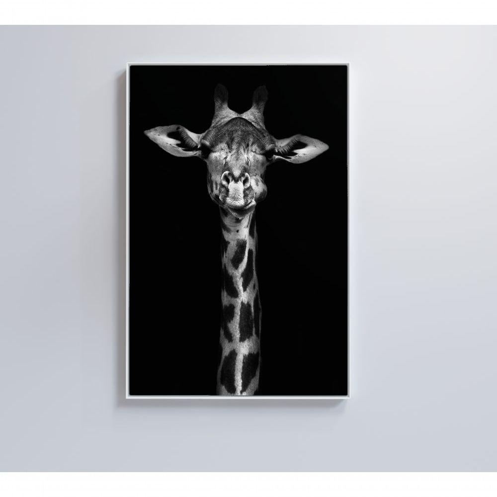 Quadro Girafa Preto E Branco 40x60 Cm Tecido Canvas - 1