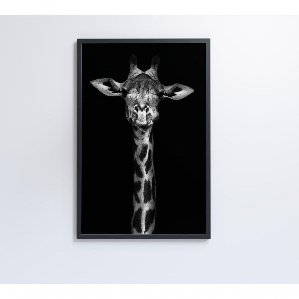 Quadro Girafa Preto E Branco 40x60 Cm Tecido Canvas - 3