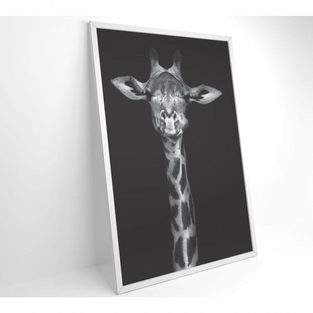 Quadro Girafa Preto E Branco 40x60 Cm Tecido Canvas - 4
