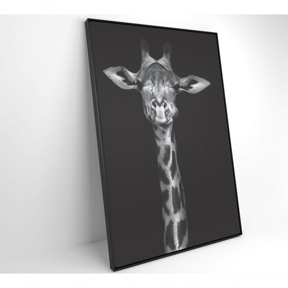 Quadro Girafa Preto E Branco 40x60 Cm Tecido Canvas - 7
