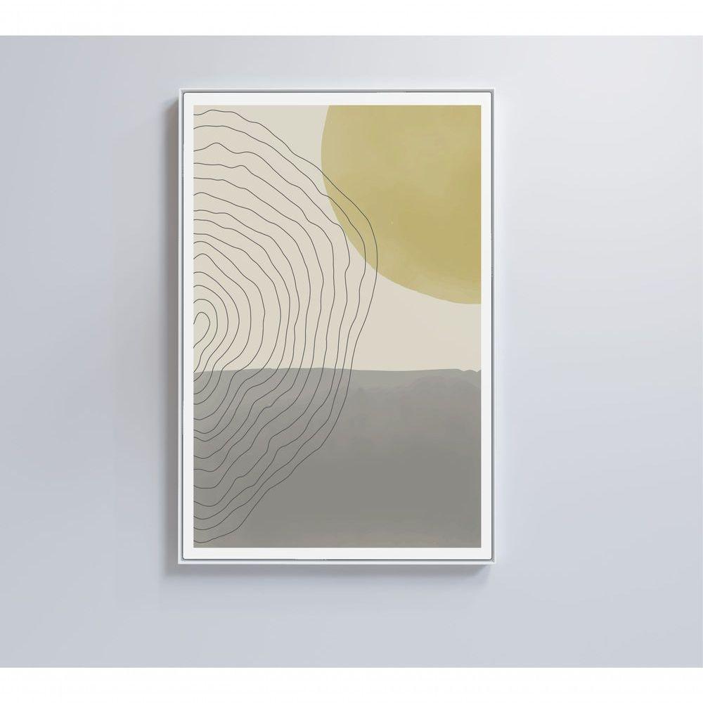 Quadro Abstrato Circulo, Linhas E Retângulo 90x60 Cm Tecido Canvas - 1