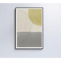 Quadro Abstrato Circulo, Linhas E Retângulo 90x60 Cm Tecido Canvas