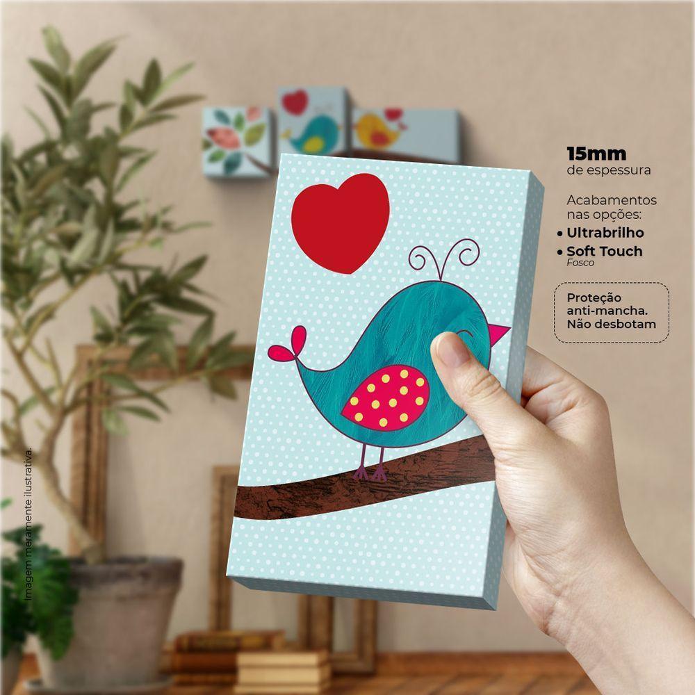 Passarinhos Apaixonados - Quadro Ou Placa Com 3 Peças 15mm - 4