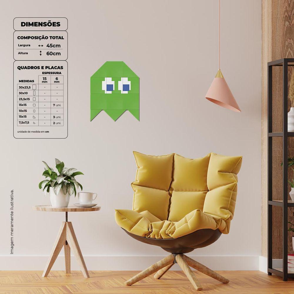 Fantasminha Verde Quadro Com 12 Peças 6Mm Placa Ultra-Brilho - 5