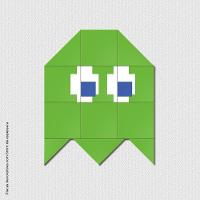 Fantasminha Verde Quadro Com 12 Peças 6Mm Placa Ultra-Brilho - 1