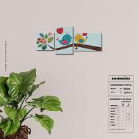 Passarinhos Apaixonados - Quadro Ou Placa Com 3 Peças 6mm - 5