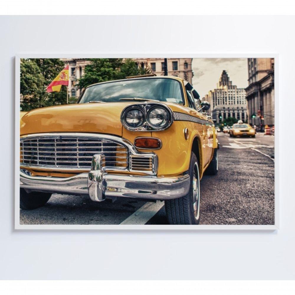 Quadro Táxi Carros Clássicos 90x60 Cm Tecido Canvas - 1
