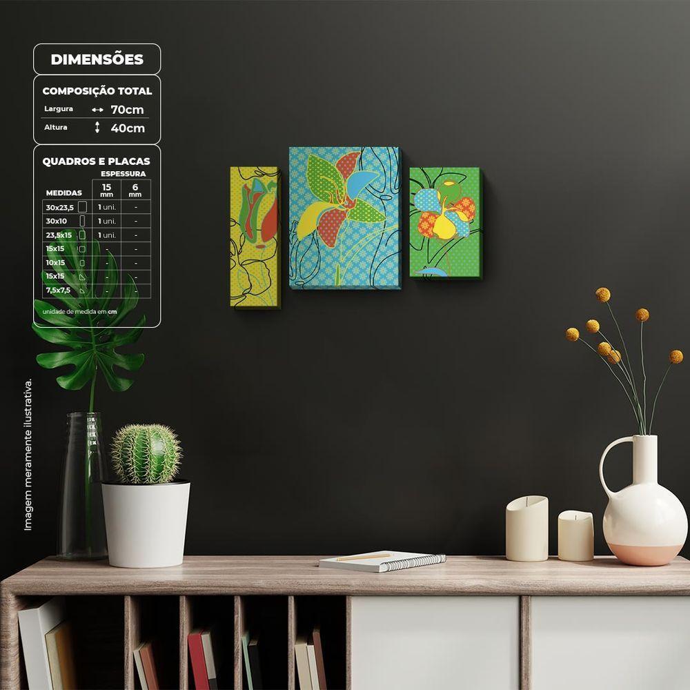Flores Com Cores Fluídas Quadro Com 3 Peças 15Mm - 2
