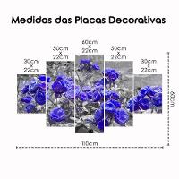 Kit 5 Placa Quadro Quarto Sala Flores Vermelha Rosas Roxas - 10