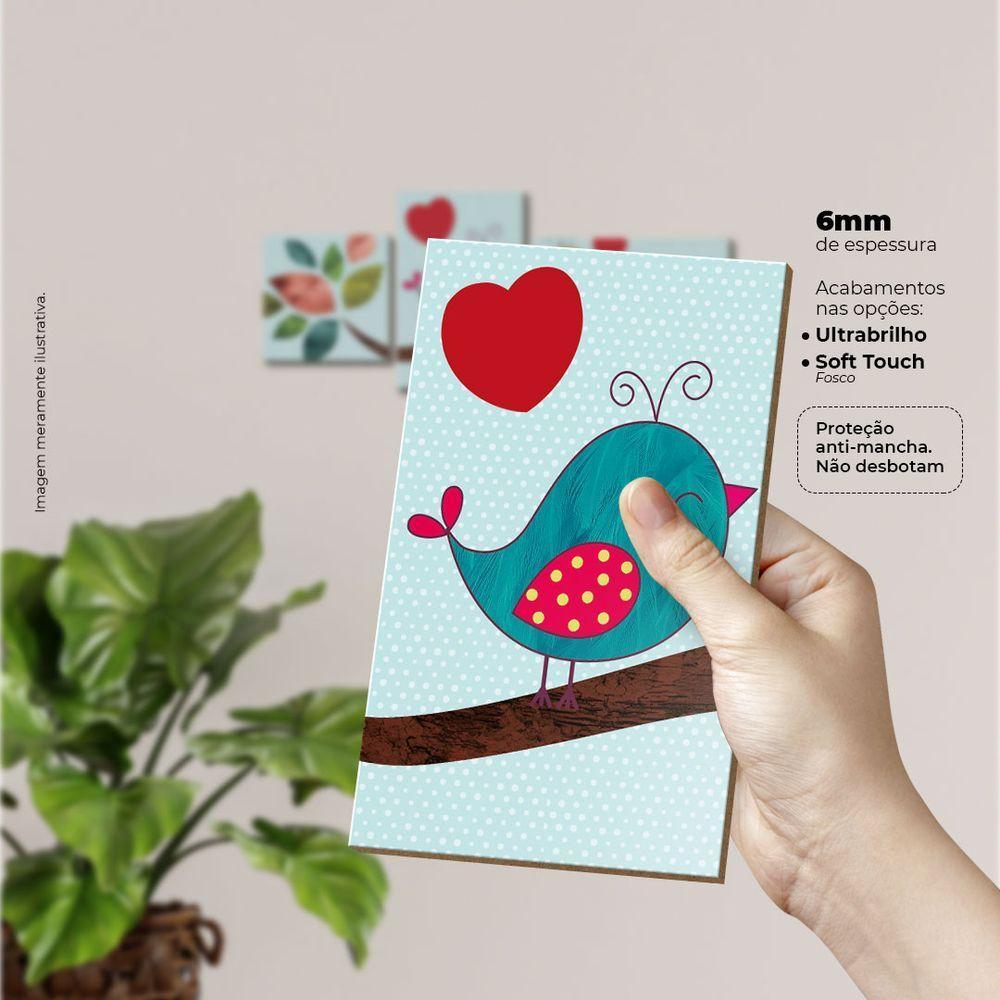 Passarinhos Apaixonados - Quadro Ou Placa Com 3 Peças 6mm - 4