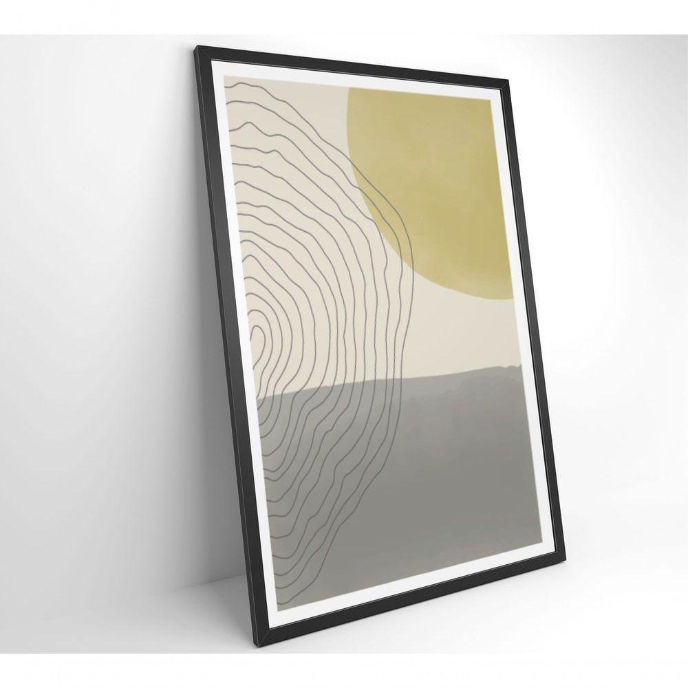 Quadro Abstrato Circulo, Linhas E Retângulo 60x40 Cm Tecido Canvas - 7