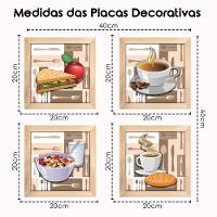 Quadro Cozinha Café Padaria Copa 20X20Cm Kit 4 Un Mel - 7