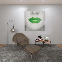 Quadro Boca Batom Verde Labio Textura Moldura 40x40 Decoraçao Sala Quarto Recepçao Consultorio Enfeite - 3