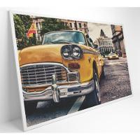 Quadro Táxi Carros Clássicos 60x40 Cm Tecido Canvas - 13
