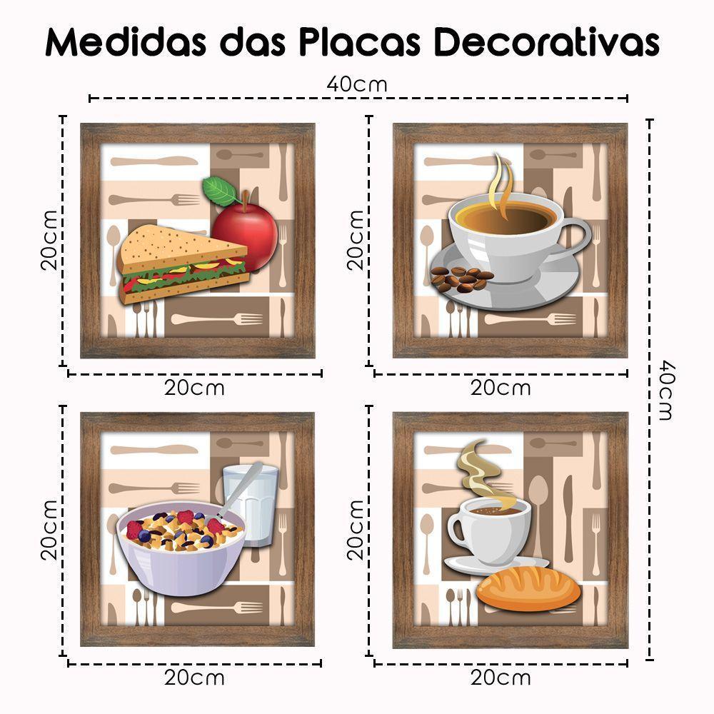 Quadro Cozinha Café Padaria Copa 20X20Cm Kit 4 Un Ypê - 7